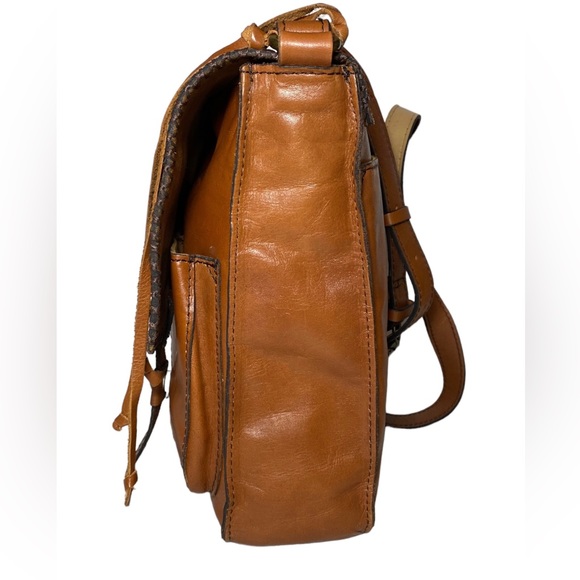 Patricia Nash Zig Zag Whipstitch Patchwork Armeno Leather Messenger bag - Picture 3 of 13